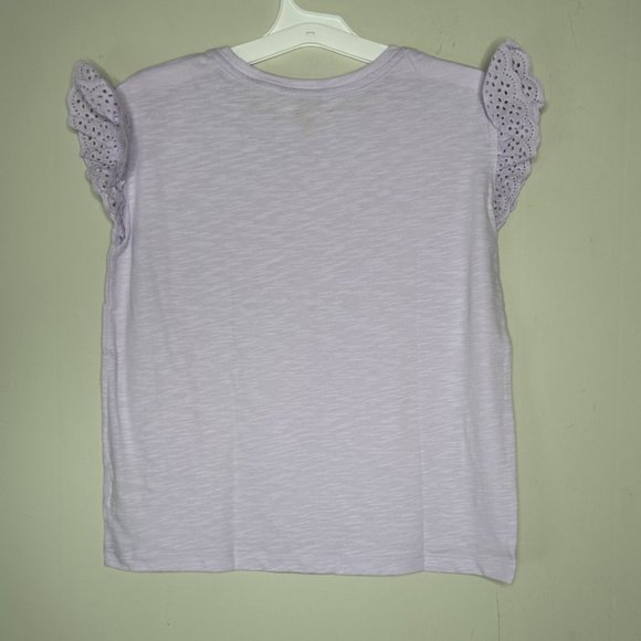 Cat & Jack Eyelet Shortsleeve Shirt Girl's L (10/12) Plus Crew Neck Violet NWT - Picture 2 of 9